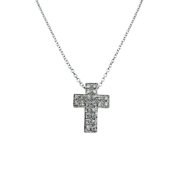 Collar de oro blanco Davite&Delucchi con colgante de cruz de diamantes