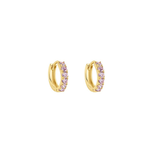 Orecchini Stroili A Cerchio Toujours Oro Giallo 9 KT 8 mm Cubic Zirconia Rosa 1411829