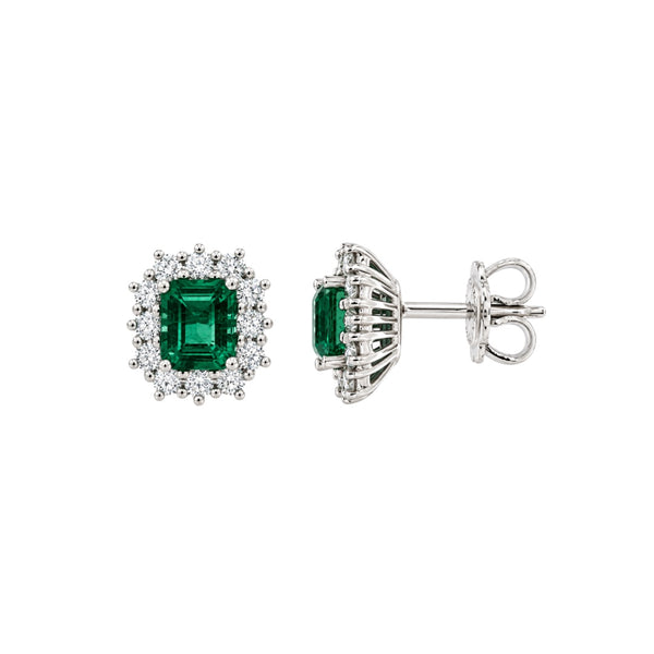 Orecchini Mirco Visconti con Smeraldi Taglio Ottagonale contornati da Diamanti Z685/SE