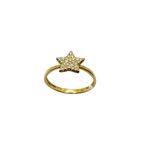 Anillo de estrella de oro amarillo de 18 quilates con pavé de circonitas