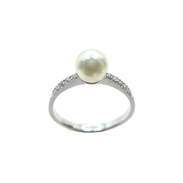 Anello Bibigì In Oro Bianco Con Perla Akoya 6 mm E Diamanti