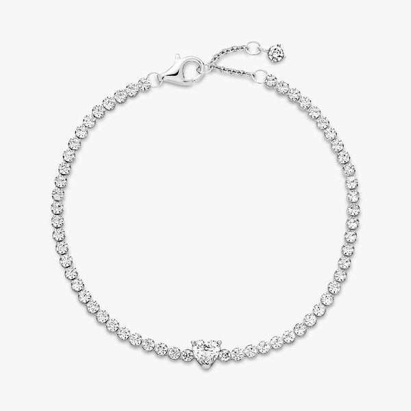 Bracciale Pandora Tennis Con Cuore In Rilievo Bianco 590041C01