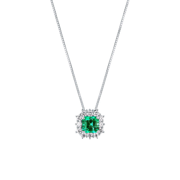 Collana Mirco Visconti in Oro Bianco 18 KT con Smeraldo Ottagonale e Diamanti Z740/B20SU