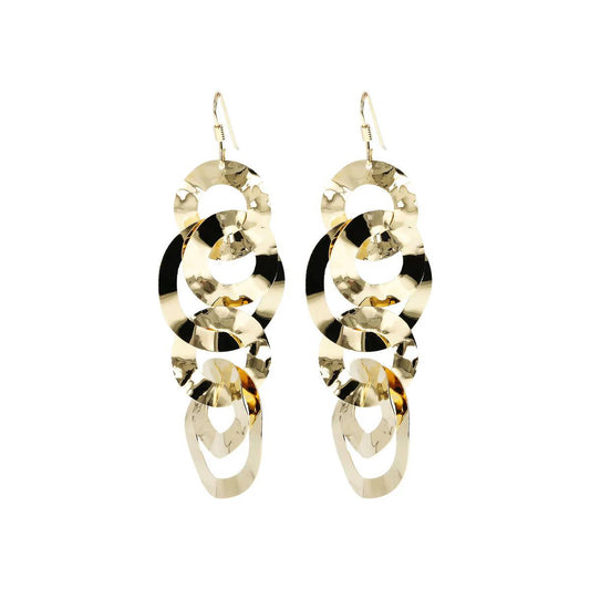 Orecchini Etrusca Pendenti con Anelli Concentrici Martellati