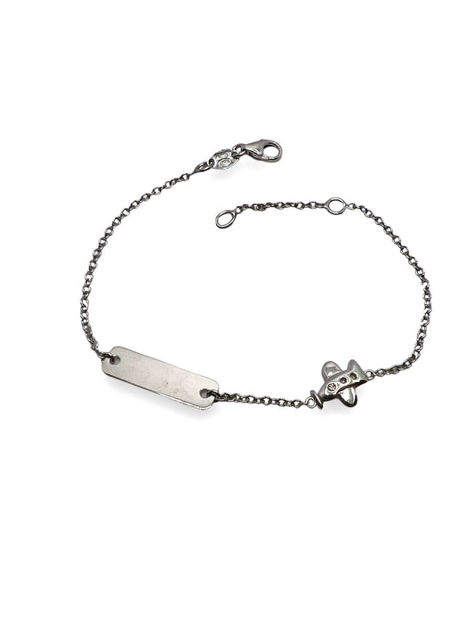 White Gold Baby Bracelet with Airplane