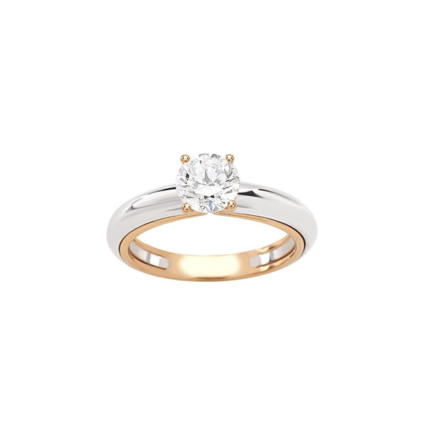 Giorgio Visconti Solitaire Ring in White and Rose Gold with Central Diamond