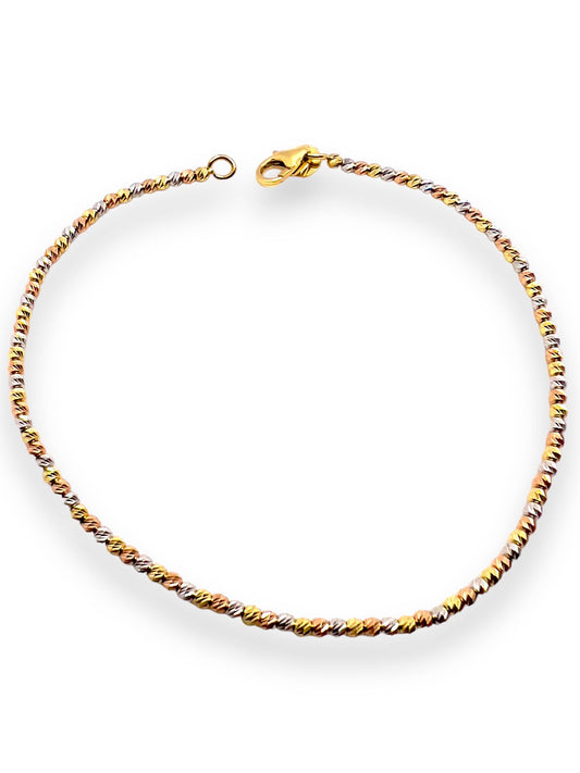Bracciale in Oro Giallo, Bianco e Rosa 18 kt con Sfere Diamantate