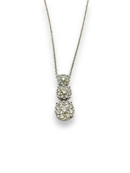 Collar Trilogy para mujer en oro blanco de 18 quilates con diamantes de 1,00 ct
