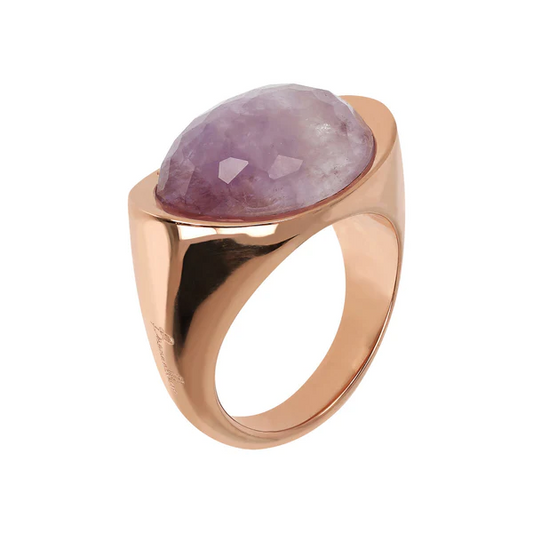 Anillo Bronzallure de la colección Felicia con amatista facetada ovalada