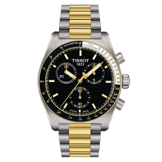 Orologio Tissot da Uomo Cronografo PR516 quadrante Nero cinturino in Acciaio Bicolore