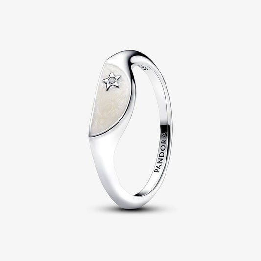 Pandora ME Silver Half Seal Ring with Enamel