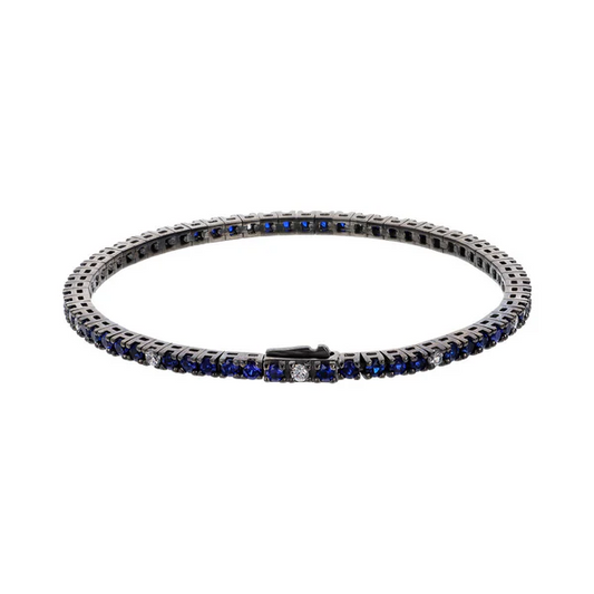 Pulsera de tenis Albert M. en dos tonos azul y blanco con circonitas cúbicas