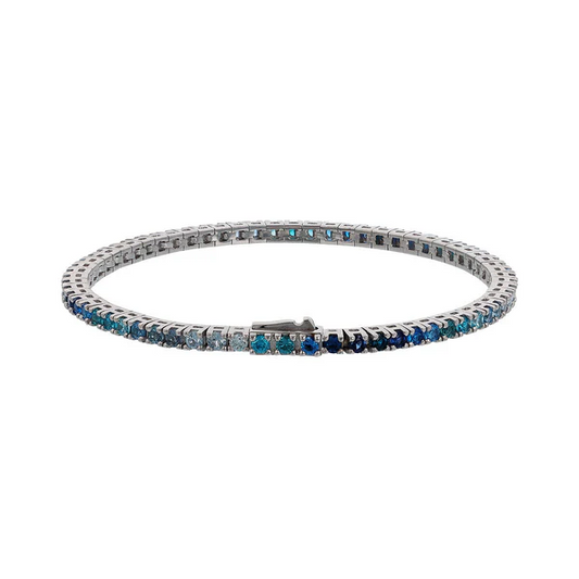 Pulsera de tenis Albert M. con circonita cúbica azul degradada