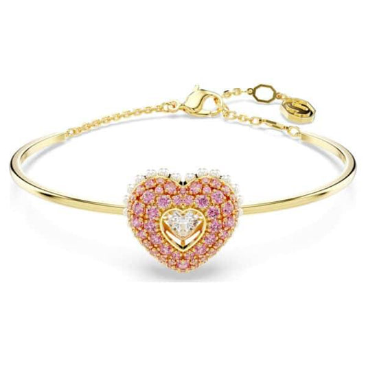 Bracciale Swarovski Rigido Idyllia Cuore Rosa Placcato Oro Giallo