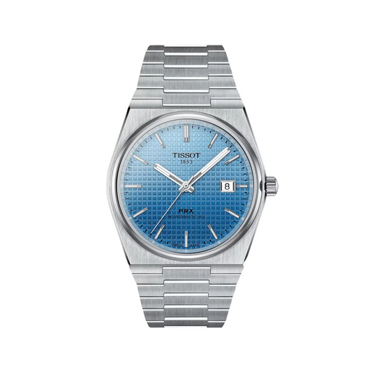 OROLOGIO TISSOT PRX DA UOMO 40 MM CON QUADRANTE SFUMATO DALL'AZZURRO CHIARO ALL'AZZURRO SCURO
