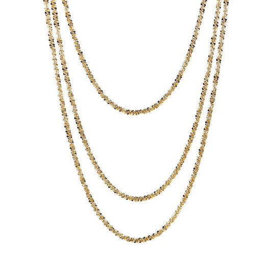 Collana Etrusca Multifilo Graduata Catena Margherita Placcata Oro Giallo