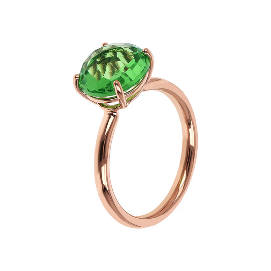 Anillo Bronzallure Cocktail de tsavorita con gema prismática redonda de corte mosaico