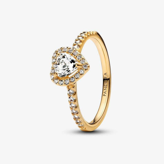 Anillo Pandora de corazón en relieve chapado en oro amarillo