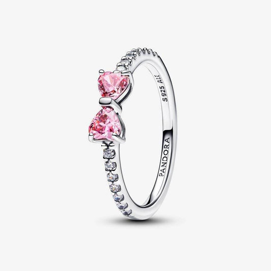 Anello Pandora Fiocco Luminoso Rosa