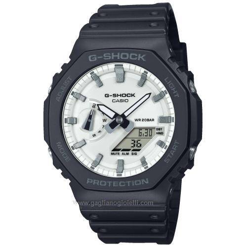 Black Resin G-Shock Watch with White Dial