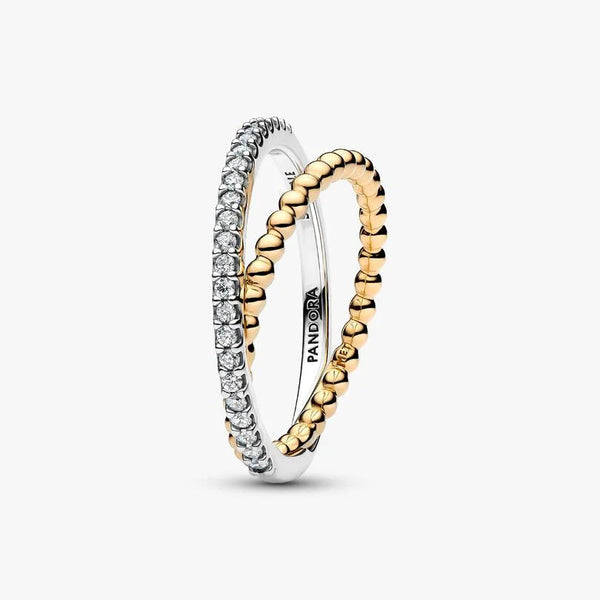 Anello Pandora Fascia Intrecciata Sfere E Pavé 164827C01