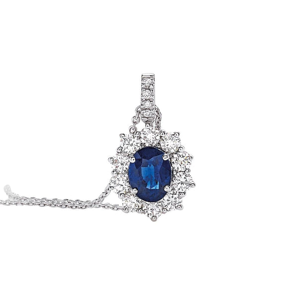 Giorgio Visconti White Gold Necklace with Sapphire and Diamonds