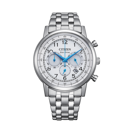 Citizen Men's Chrono OF Watch White with Blue Hands
