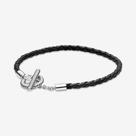 Pandora Black Leather Bracelet with T-Clasp