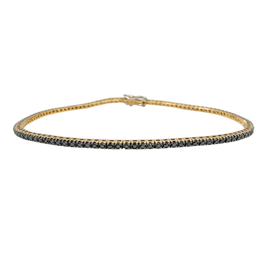 Pulsera de tenis Davite&Delucchi en oro rosa de 18 quilates y diamantes negros