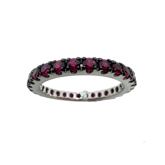 Anello Girodito Iannelli Hand Made in Oro Bianco con Punte Brunite con Rubini ct. 2,16