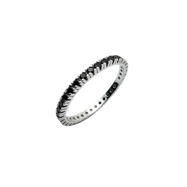 Veretta da Uomo in Oro Bianco 18 KT con Zirconi Neri AN082