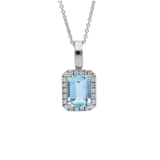 Collana Iannelli Hand Made con pendente con Acquamarina Taglio Ottagonale e Diamanti