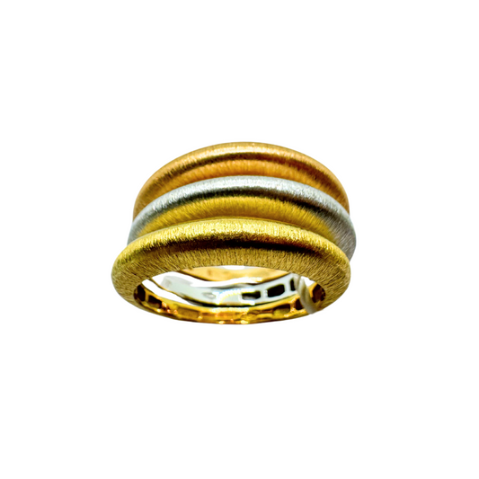 Three Gold Ring Set with Satin Finish in 18 KT Gold
