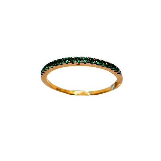 18KT Rose Gold Ring with Green Zircons