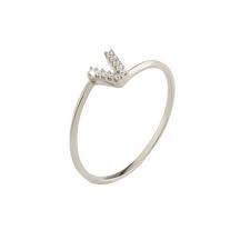 Anello Rebecca Lux con Iniziale in Oro Bianco e Diamanti