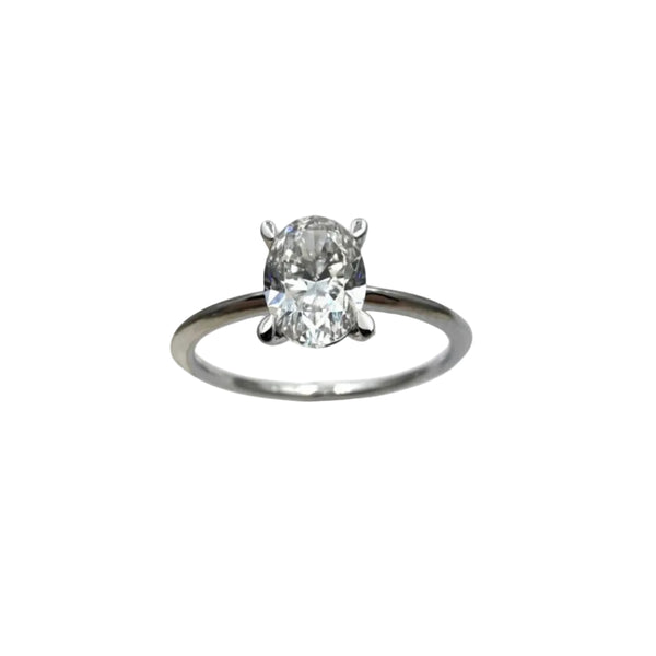 Anello Iannelli in Oro Bianco 18 KT con Diamante Naturale Taglio Ovale ct. 1,01 IGI ANX0V1