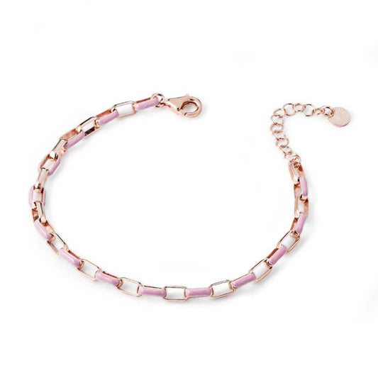 Pulsera Marcello Pane de eslabones ovalados en plata rosa y esmalte