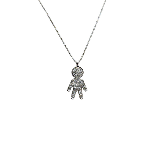 18KT White Gold Necklace with Baby Pendant with Diamonds in Various Sizes