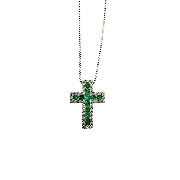 Collana Iannelli hand Made in Oro Bianco 18 KT con Smeraldi e Diamanti Naturali 2121S