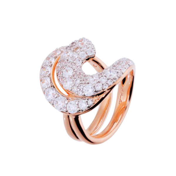 Anello Bronzallure A Spirale Rosè Con Pavé Di Cubic Zirconia