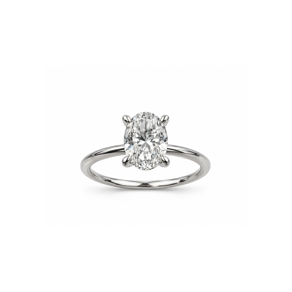 Anello Iannelli in Oro Bianco 18 KT con Diamante Naturale Taglio Ovale ct. 1,01 IGI ANX0V1