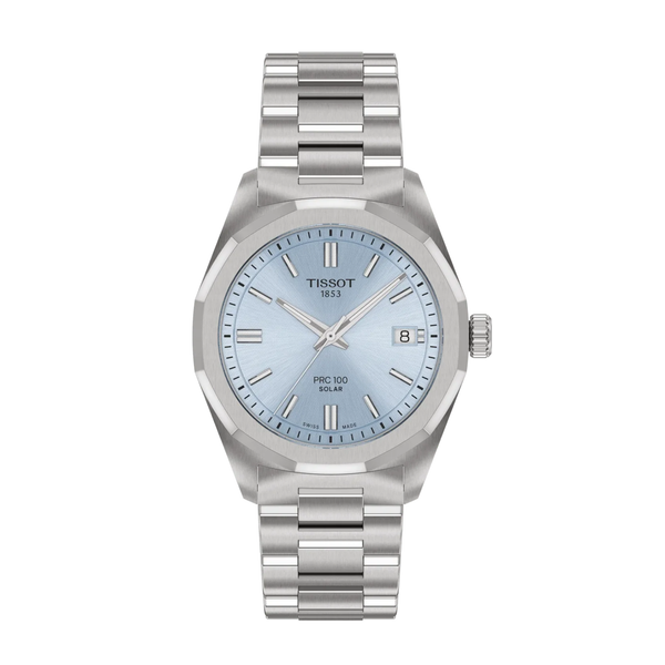 Tissot PRC 100 Solar 34mm Ice Blue Dial Watch