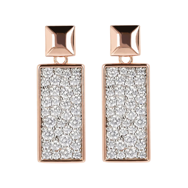 Pendientes rectangulares Bronzallure con pavé de circonitas cúbicas
