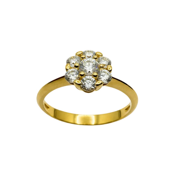 Anello in Oro Giallo 18 KT con Fiore Magic di Zirconi AN049