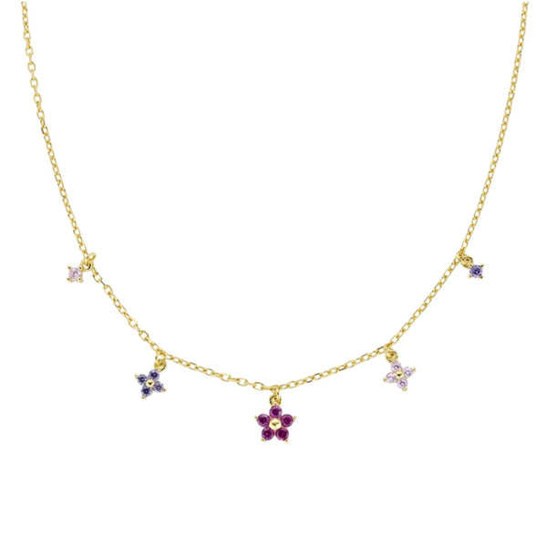 Collana Amen Primula Fucsia Dorato in Argento CLFIMGFU1