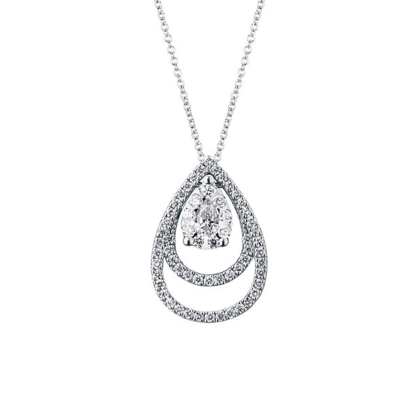 Collana Mirco Visconti in Oro Bianco 18 KT con Diamanti Goccia Centrale con Contorni AB877