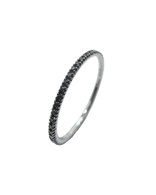 Anillo de eternidad Bibigì de oro blanco con diamantes negros