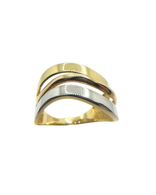 Anello Fascia Tre Ori in Oro Giallo 18 KT