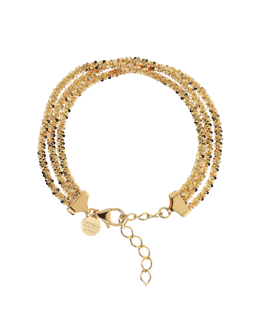 Bracciale Etrusca Multifilo Catena Margherita in Bronzo Placcato Oro Giallo