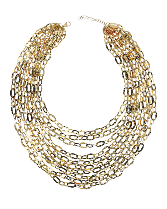 Collana Etrusca Multifilo Graduata Catena Ovale Martellata